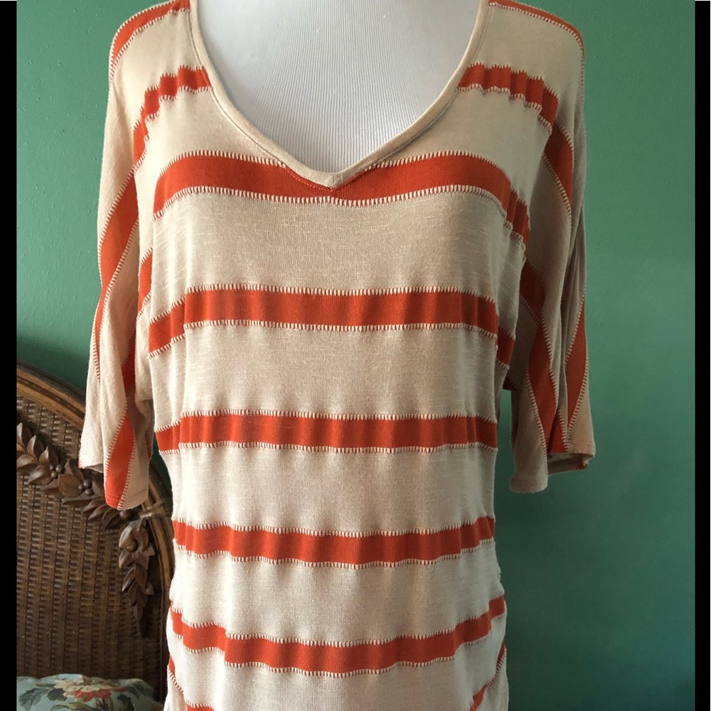 AGB Lite Beige/Dark Orange Stripe with near elbow sleeve